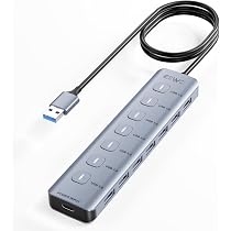 Amazon | JESWO 7ポートアルミニウム合金 USB 3.0 ハブ, 独立LED