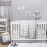 Grey Elephant and Chevron 3 Piece Baby Crib Bedding Set by The Peanut Shell by The Peanut Shell