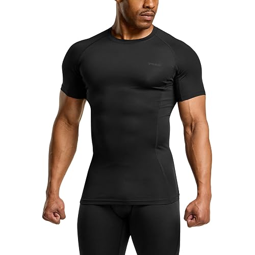 TSLA Men's Cool Dry Short Sleeve Compression Shirts, Athletic Workout Shirt, Active Sports Base Layer T-Shirts