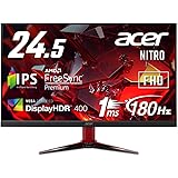 Acer ゲーミングモニター Nitro 24.5インチ IPS 非光沢 フルHD 180Hz 1ms HDMI 2.0 DisplayPort スピーカー ヘッドホン端子 PC PS5 Xbox X|S VESAマウント対応 VG252QM3bmi