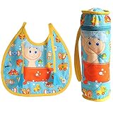 Digitally printed 300 TC Cotton Quilted Bib And Bottle Cover Set For Infant Kids by ShalinIndia