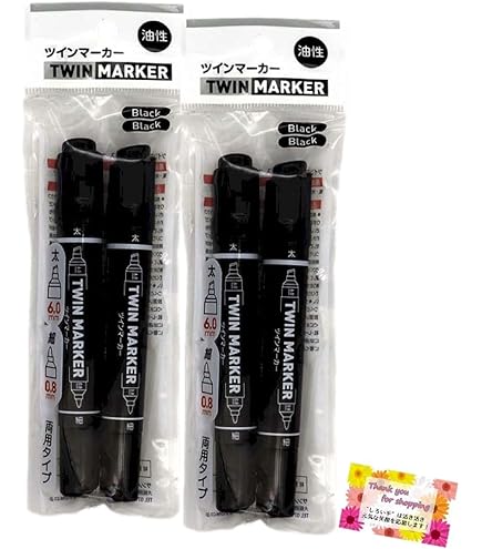 Amazon | サンノート 油性マーカー ツインタイプ(太・細) 1548 黒 2本