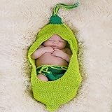 かわいい緑のエンドウのスタイルから3ヶ月の赤ちゃんニット編みビーニー帽子コスチュームプロップ