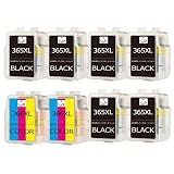 詰め替えインクカートリッジBC-365XLBKブラックx6+BC-366XLCL/3色カラー x2計8本セット大容量 互換プリンターインク対応機種:PIXUS TS3530