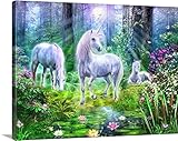 ヤン・Patrik Krasnyプレミアムシックラップキャンバス壁アート印刷題名フォレストユニコーンファミリI 40" x 30" 1054446_24_40x30_none