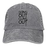 大人 デニム キャップサンズ・アウト ・ガンズ・アウト 競馬 今季最新 旅行 レジャー・キャップ ファッション 紫外線対策 日よけ 小顔効果 プリント付き 無地 グレー