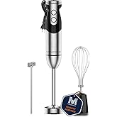 MEGAWISE Immersion Hand Blender, 3-in-1 Stick Blender with 80% Sharper Titanium-Reinforced Blades, Powerful Copper Motor, 12-
