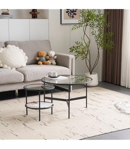 Amazon.co.jp: VITTSJÖ ネストテーブル2点セット, ブラックブラウン