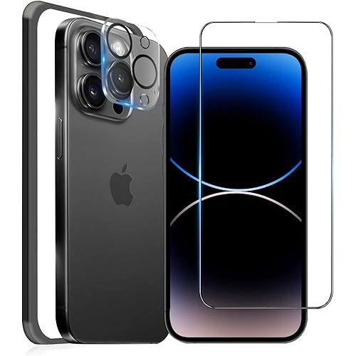 MINIKA iPhone 14 Pro 用の ガラスフィルム 全面保護 アイフォン14プロ 保護フィルム いPhone14Pro フィルム あいふおん14Pro ガラス保護フィルム 保護シート いPhone 14Pro カメラフィルム 付き 【浮き