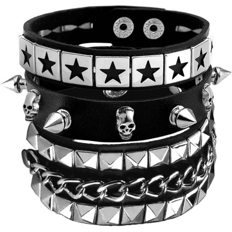 taffeta alley Leather Bracelet Studded Spike Rivet Cuff Unisex Spike Choker Amazon.com: taffeta alley Leather Studded Spike Bracelets  main image 3