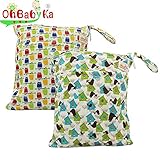 Ohbabykaウェットバック(防水バッグ) 可愛い 2点セット オムツ 着替え タオル 水着 お風呂用品 食事セット マルチ収納 温泉 スポーツジム ショッピングモール 大活躍 マナーポーチ トラベ