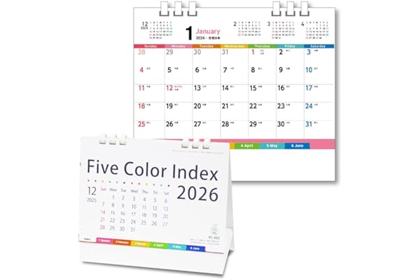 キングコーポレーション 2026年 カレンダー 卓上 Five Color Index 155×180mm KC002