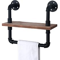 HouseAid Industrial Pipe Toilet Paper Holder With Shelf - Rustic Farmhouse Bathroom Storage In Matte Black