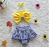 ツバメ--屋 ベビー水着 女児水着 ビキニ スイミングウェア キッズ水着 子供用 非常にオシャレ、トップス、パンツ2点セット (S, イエロー)