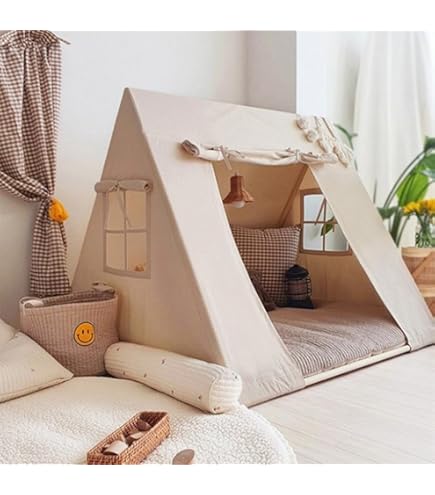 折り畳み式 部屋テント 子どもテント 室内 室外 独立空間 秘... 【Zeusom】キッズテント 子供用テント プレイテント キャンバスプレイハウス 幼児用 室内ベッドテント 男の子女の子用 おもちゃ