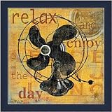 、RELAX、Enjoy The Day byキャロル・ロビンソンヴィンテージ電動ファンアートプリントフレーム付き 12  x 12  Inch