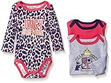 Juicy Couture Baby Girls' 3 Pack Long Sleeve Bodysuit Hot Pink/Gray 6-9 Months [並行輸入品]