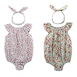 Hibote ロンパース ボディスーツ 無袖 身長59cm用 ベビー服 オーガニックコットン 花柄 男女兼用 ピンク