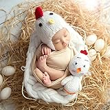赤ちゃん写真小道具、かわいい新生児赤ちゃん女の子男の子ニット帽子+チキン写真プロップ写真 For baby about 0-3 months old ホワイト