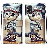 Galaxy A53 ケース 手帳型 可愛い ギャラクシー A53 5G 携帯カバー スマホケース 耐衝撃 ポケット付き スタンド機能 カード収納 薄型 ドコモ SC-53C ソフトケース 癒される 猫 フラワー 学生 人気 絵柄 合皮レザー マグネット式 サムスン SCG15 財布 ブックカバー (Galaxy A53 5G, キャット)