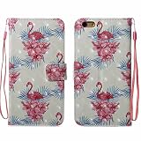 iPhone 6 / 6S ケース ,COOSTOREJP かわいい面白いカラフルな絵画の3DパターンのPUレザーウォレットケースApple iPhone 6 / 6S用フラミンゴ＃1