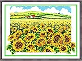 クロスステッチ刺繍キット ひまわり 図柄印刷 初心者 ホームの装飾 (2)