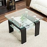 【センターテーブル おしゃれ】美感でスタイリッシュ ★ 50cm幅 ガラステーブル 強化ガラス採用 ガタつき防止アジャスター ディスプレイ 北欧スタイル 色：ブラック