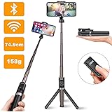 【2019最新版】自撮り棒 Bluetooth セルカ棒 軽量 無線 三脚/一脚兼用 360度回転 5段伸縮 小型 ワイヤレス リモコン 折りたたみ 持ち運びに便利 iPhoneX iPhone8 iPhone7 iPhone/Android スマホ等対応 日本語説明書付き (黒)