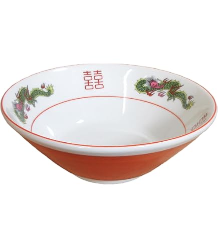 Amazon | 龍柄 龍虎赤 八角 7.0丼 約22cm 白系 中華食器・アジアン食器