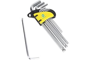 DeeAWai ボールポイント 六角レンチセット 9本組 ボールヘッドロングアーム六角棒レンチセット 1.5mm-10mm-CRV クロムバナジウム鋼 六角レンチ DIY デジタル修理 車 機械 バイク修理に適用， シルバー