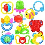 ccxzxf Baby Rattle Teether Toyセット – 11個Rattle Teetherで新生児Giantボトルギフトおもちゃfor赤ちゃん、幼児、新生児