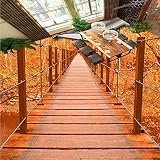 lhdlily Aesthetic木製ブリッジAutumn Woodsフローリング壁紙レストランPorchロビー防水Wear 3d床壁画 LHDLily-561616981-9886