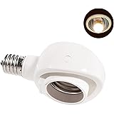 Pispoer- E17→E26 LED電球専用-可変式ソケット-屋内用-ソケット変換コンセント-簡単取付 工事不要-AC 100V-ホワイト1個セット。