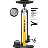 MOHEGIA 自転車 空気入れ: フロアポンプ - 仏式 米式 英式バルブ対応 - 160PSI スケール/デジタル圧力計