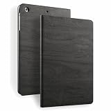 【強化ガラスフィルム付】OasisCiel iPad 第9世代 第8世代 第7世代 ケース 木目 手帳型 ipad 10.2 ipad9 ipad8 ipad7 ipad薄型 タブレット カバー ケース A2602 A2603 A2604 A2605 A2270 A2428 A2429 A2430 A2200 A2197 A2198 (iPad (第7/8/9世代) 10.2inch, ブラック)