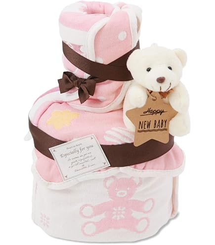 Amazon.co.jp: おむつケーキ 2段 ピンク Sサイズ 人気№1 : ベビー