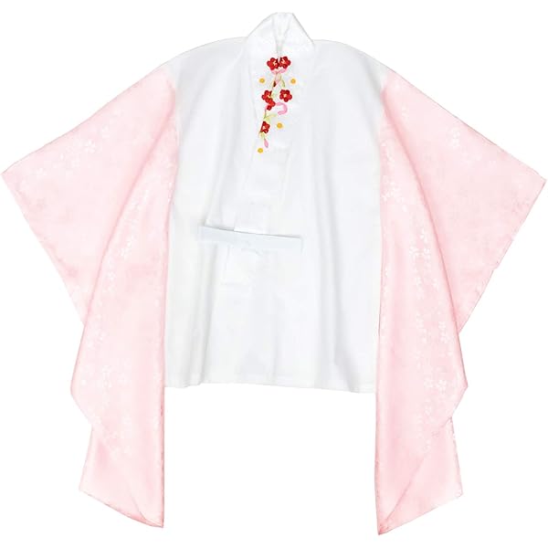 【美品】七五三 三歳 被布 白 正絹 七五三レンタル(3歳女児被布)4696【正絹】白ぼかしピンク×ピンク