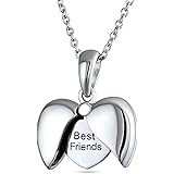 [Bling Jewelry] BFF の言う最もよい友人、最もよい母私はあなた、私の天使の開いた翼の中心の形のロケットのネックレス単語のペンダントを女性のティーンズのために酸化させた .925 の純銀製のカスタマイズ可能愛しています個人化しなさい