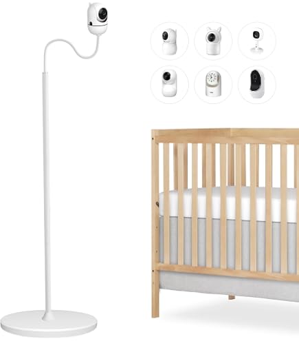 AOZTSUN Support De Moniteur Bébé Compatible Owlet Cam/Duo & Cam 2 - Bras Flexible 39,9 Cm Col De Cygne, Fixation Pince Robuste