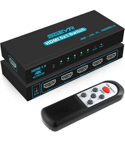 Amazon | 5入力1出力 リモコン付き HDMIセレクター 4K対応 手動切替 5