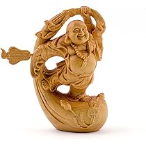 Amazon.co.jp: 七福神 布袋 様 布袋さんの置物 黄楊(柘植