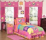 Sweet Jojo Designs Groovy Peace Sign Children's Bedding 4 Piece Girls Twin Set [並行輸入品]