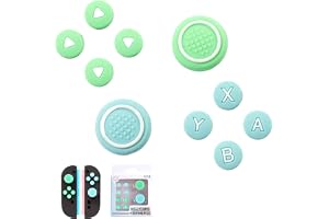 For Switch 2 スティックカバー ボタンカバー Mocasa アナログスティックカバー 耐衝撃 滑り止め 可愛い おしゃれ 修理 交換 純正（グリーンブルー）