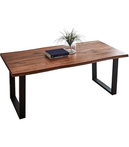 Amazon｜ダイニングテーブル 135 無垢 無垢材 アイアン 脚 ブラック 4