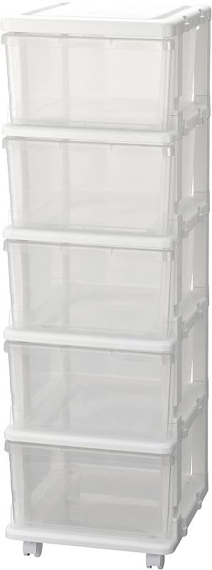 JEJアステージ(JEJ Astage) SEEDS(シーズ) スリムチェスト 5段 キャスター付き プラスチック クリア SIU-5-CL