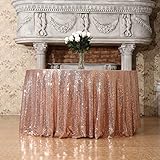 (240cm Round, Champagne) - 3E Home 240cm Round Sequin TableCloth for Party Cake Dessert Table Exhibi