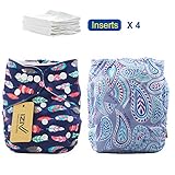 iZiv新生児2厚いおむつ付きオーガニック幼児防水/調整/再利用可能/洗えるポケット布おむつのフィット赤ちゃん0.5-3歳(カラー 6)