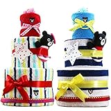 mikihouse(ミキハウス) DoubleB(ダブルビー) 使用 おむつケーキ 出産祝い 名入れ刺繍 3段 オムツケーキ 今治タオル imabari towel (goonテープタイプＭサイズ, 