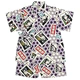 甚平 ベビー 男の子 綿100% 日本製生地 じんべい スーツ上下 祭 子供甚平 かぶき/紫-9800 90cm