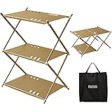 ENIGMATA(エニグマタ) 3段フィールドラック キャンプ ラック 多機能 3WAY フィールドラック. camping キャンプ用品. 天板 棚 折りたたみ棚 キャンプラック (Beige)